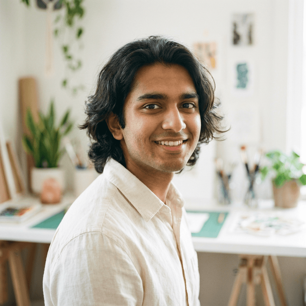 Portrait d'un homme souriant la trentaine, style décontracté et lumineux
