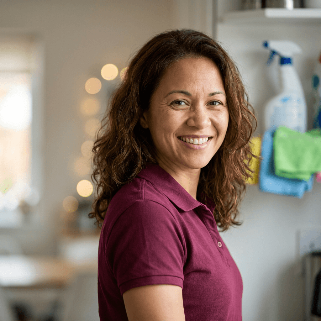 Femme souriante dans la rue commerçante de Besançon