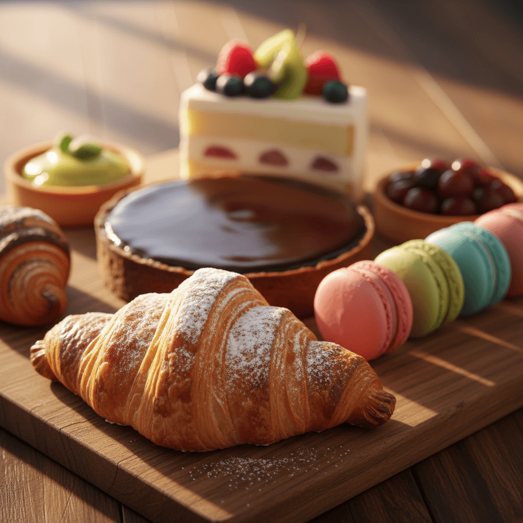 Assortiment de pâtisseries fines en présentation